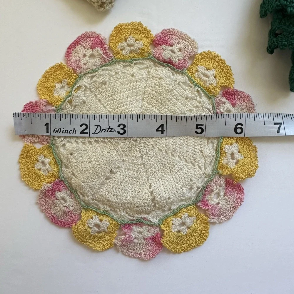 Vintage Hand Crocheted Doilies Lot of 3‎ Country Cottage Decor Shabby Chic Boho
